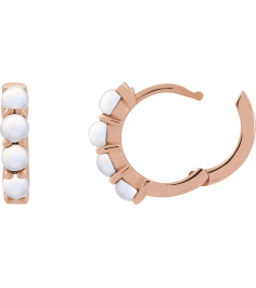 87181 Earring Set 14K Rose 14.7 Mm 3 Mm Natural Rainbow Moonstone Round 3 Mm Pair Hinged Polished Natural Rainbow Moonstone Cabochon Hinged Hoop Earrings