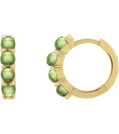 87181 Earring Set 14K Yellow 14.7 Mm 3 Mm Natural Peridot Round 3 Mm Pair Hinged Polished Natural Peridot Cabochon Hinged Hoop Earrings