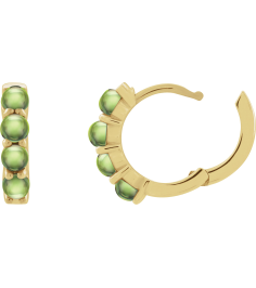 87181 Earring Set 14K Yellow 14.7 Mm 3 Mm Natural Peridot Round 3 Mm Pair Hinged Polished Natural Peridot Cabochon Hinged Hoop Earrings