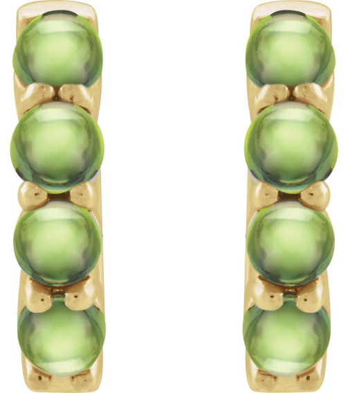 87181 Earring Set 14K Yellow 14.7 Mm 3 Mm Natural Peridot Round 3 Mm Pair Hinged Polished Natural Peridot Cabochon Hinged Hoop Earrings