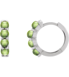 87181 Earring Set 14K White 14.7 Mm 3 Mm Natural Peridot Round 3 Mm Pair Hinged Polished Natural Peridot Cabochon Hinged Hoop Earrings