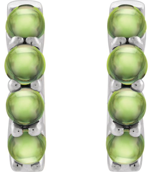 87181 Earring Set 14K White 14.7 Mm 3 Mm Natural Peridot Round 3 Mm Pair Hinged Polished Natural Peridot Cabochon Hinged Hoop Earrings