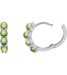 87181 Earring Set 14K White 14.7 Mm 3 Mm Natural Peridot Round 3 Mm Pair Hinged Polished Natural Peridot Cabochon Hinged Hoop Earrings