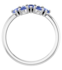 72454 Ring Set Platinum Natural Tanzanite Pear 5 X 3 Mm Polished Natural Tanzanite Five-Stone Ring