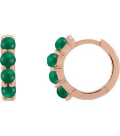 87181 Earring Set 14K Rose 14.7 Mm 3 Mm Natural Emerald Round 3 Mm Pair Hinged Polished Natural Emerald Cabochon Hinged Hoop Earrings