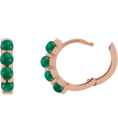 87181 Earring Set 14K Rose 14.7 Mm 3 Mm Natural Emerald Round 3 Mm Pair Hinged Polished Natural Emerald Cabochon Hinged Hoop Earrings