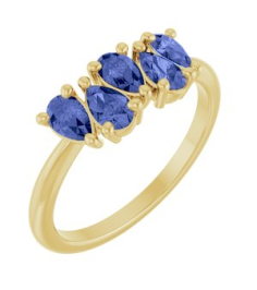 72454 Ring Set 14K Yellow Natural Tanzanite Pear 5 X 3 Mm Polished Natural Tanzanite Five-Stone Ring