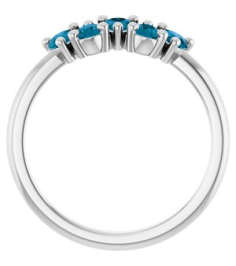 72454 Ring Set Platinum Natural London Blue Topaz Pear 5 X 3 Mm Polished Natural London Blue Topaz Five-Stone Ring