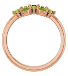 72454 Ring Set 14K Rose Natural Peridot Pear 5 X 3 Mm Polished Natural Peridot Five-Stone Ring