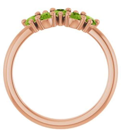 72454 Ring Set 14K Rose Natural Peridot Pear 5 X 3 Mm Polished Natural Peridot Five-Stone Ring