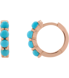87181 Earring Set 14K Rose 14.7 Mm 3 Mm Natural Turquoise Round 3 Mm Pair Hinged Polished Natural Turquoise Cabochon Hinged Hoop Earrings