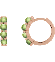 87181 Earring Set 14K Rose 14.7 Mm 3 Mm Natural Peridot Round 3 Mm Pair Hinged Polished Natural Peridot Cabochon Hinged Hoop Earrings