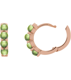 87181 Earring Set 14K Rose 14.7 Mm 3 Mm Natural Peridot Round 3 Mm Pair Hinged Polished Natural Peridot Cabochon Hinged Hoop Earrings