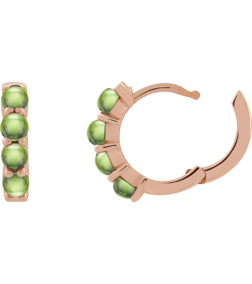 87181 Earring Set 14K Rose 14.7 Mm 3 Mm Natural Peridot Round 3 Mm Pair Hinged Polished Natural Peridot Cabochon Hinged Hoop Earrings