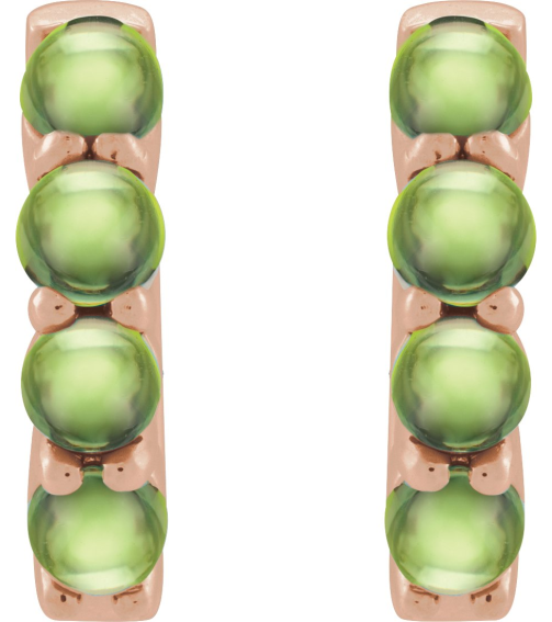87181 Earring Set 14K Rose 14.7 Mm 3 Mm Natural Peridot Round 3 Mm Pair Hinged Polished Natural Peridot Cabochon Hinged Hoop Earrings