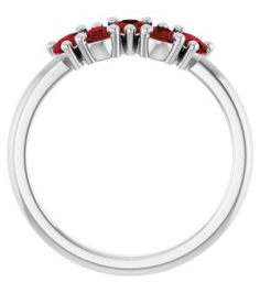 72454 Ring Set Platinum Natural Mozambique Garnet Pear 5 X 3 Mm Polished Natural Mozambique Garnet Five-Stone Ring