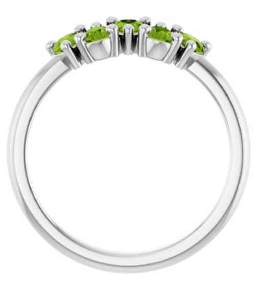 72454 Ring Set Sterling Silver Natural Peridot Pear 5 X 3 Mm Polished Natural Peridot Five-Stone Ring