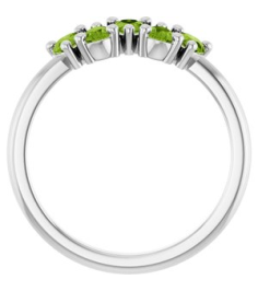 72454 Ring Set 14K White Natural Peridot Pear 5 X 3 Mm Polished Natural Peridot Five-Stone Ring