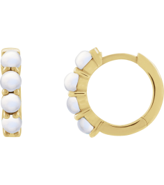 87181 Earring Set 14K Yellow 14.7 Mm 3 Mm Natural Rainbow Moonstone Round 3 Mm Pair Hinged Polished Natural Rainbow Moonstone Cabochon Hinged Hoop Earrings