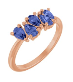 72454 Ring Set 14K Rose Natural Tanzanite Pear 5 X 3 Mm Polished Natural Tanzanite Five-Stone Ring