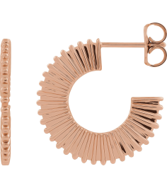88383 Earring 14K Rose 19 Mm 1.5 Mm Pair Friction Backs Included Polished Starburst Hoop Earrings