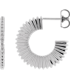 88383 Earring Sterling Silver 19 Mm 1.5 Mm Each Friction Back Included Polished Starburst Hoop Earring