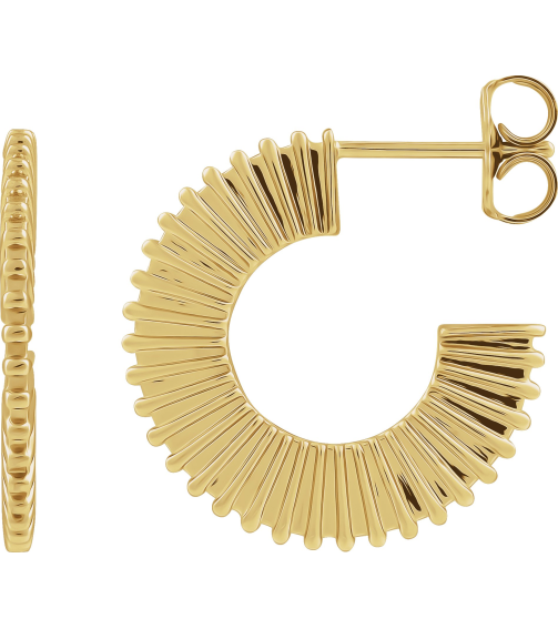 88383 Earring 14K Yellow 19 Mm 1.5 Mm Each Friction Back Included Polished Starburst Hoop Earring