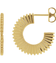 88383 Earring 14K Yellow 19 Mm 1.5 Mm Pair Friction Backs Included Polished Starburst Hoop Earrings