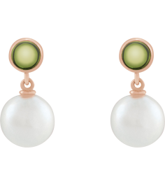 88753 Earring Set Cultured Freshwater Pearl Pearl 8 Mm 14K Rose Natural Peridot Pair Friction Backs Included Polished Cultured Pearl And Natural Peridot Cabochon Drop Earrings