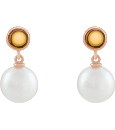 88753 Earring Set Cultured Freshwater Pearl Pearl 8 Mm 14K Rose Natural Citrine Pair Friction Backs Included Polished Cultured Pearl And Natural Citrine Cabochon Drop Earrings