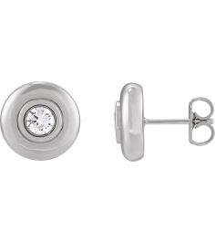 88850 Sterling Silver Set Round Natural Diamond Pair 4.1Mm 12 Ctw I1, G-H Friction Friction Backs Included Bezel Polished 12 Ctw Natural Diamond Puffed Bezel-Set Stud Earrings
