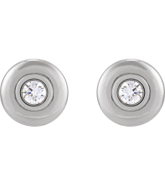 88850 Sterling Silver Set Round Natural Diamond Pair 4.1Mm 12 Ctw I1, G-H Friction Friction Backs Included Bezel Polished 12 Ctw Natural Diamond Puffed Bezel-Set Stud Earrings