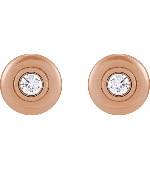 88850 14K Rose Set Round Natural Diamond Pair 4.1Mm 12 Ctw I1, G-H Friction Friction Backs Included Bezel Polished 12 Ctw Natural Diamond Puffed Bezel-Set Stud Earrings