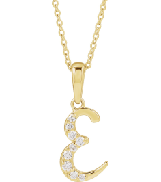 689337 Necklace Set 14K Yellow Initial E Natural Diamond Round None I1, G-H 110 Ctw 18 In Polished 110 Ctw Natural Diamond Initial Necklace