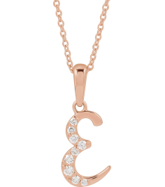 689337 Necklace Set 14K Rose Initial E Natural Diamond Round None I1, G-H 110 Ctw 18 In Polished 110 Ctw Natural Diamond Initial Necklace