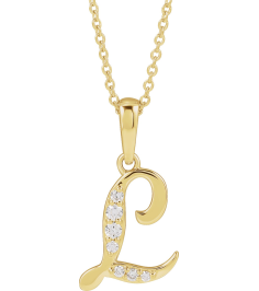 689337 Necklace Set 14K Yellow Initial L Natural Diamond Round None I1, G-H 110 Ctw 18 In Polished 110 Ctw Natural Diamond Initial Necklace