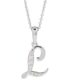 689337 Necklace Set 14K White Initial L Natural Diamond Round None I1, G-H 110 Ctw 18 In Polished 110 Ctw Natural Diamond Initial Necklace