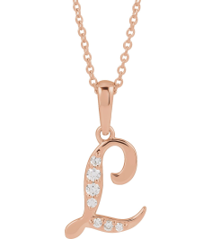 689337 Necklace Set 14K Rose Initial L Natural Diamond Round None I1, G-H 110 Ctw 18 In Polished 110 Ctw Natural Diamond Initial Necklace