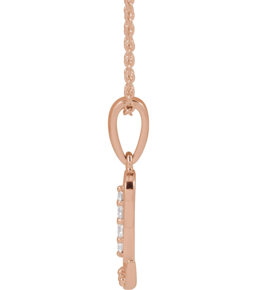 689337 Necklace Set 14K Rose Initial L Natural Diamond Round None I1, G-H 110 Ctw 18 In Polished 110 Ctw Natural Diamond Initial Necklace