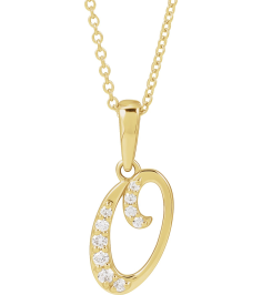 689337 Necklace Set 14K Yellow Initial O Natural Diamond Round None I1, G-H 110 Ctw 18 In Polished 110 Ctw Natural Diamond Initial Necklace