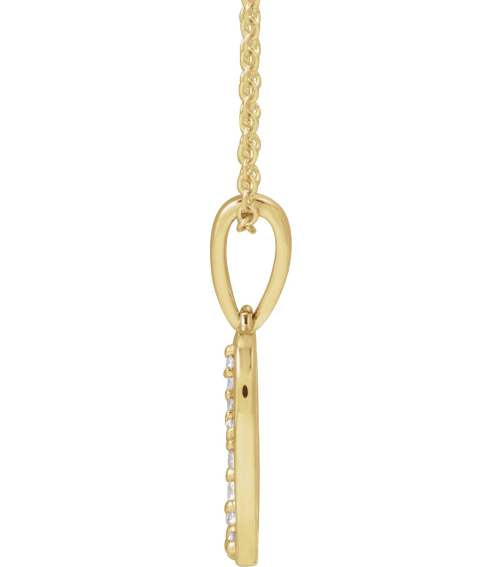 689337 Necklace Set 14K Yellow Initial O Natural Diamond Round None I1, G-H 110 Ctw 18 In Polished 110 Ctw Natural Diamond Initial Necklace