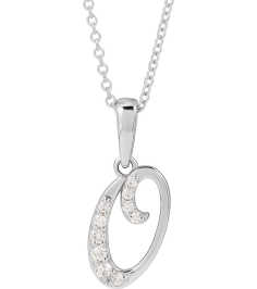 689337 Necklace Set 14K White Initial O Natural Diamond Round None I1, G-H 110 Ctw 18 In Polished 110 Ctw Natural Diamond Initial Necklace