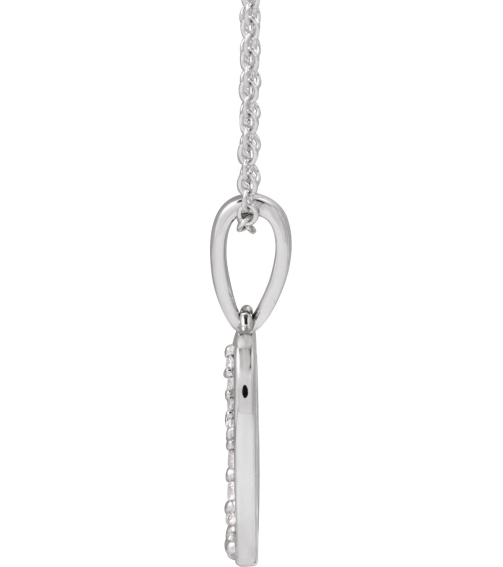 689337 Necklace Set 14K White Initial O Natural Diamond Round None I1, G-H 110 Ctw 18 In Polished 110 Ctw Natural Diamond Initial Necklace