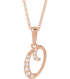 689337 Necklace Set 14K Rose Initial O Natural Diamond Round None I1, G-H 110 Ctw 18 In Polished 110 Ctw Natural Diamond Initial Necklace