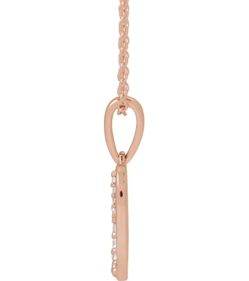 689337 Necklace Set 14K Rose Initial O Natural Diamond Round None I1, G-H 110 Ctw 18 In Polished 110 Ctw Natural Diamond Initial Necklace
