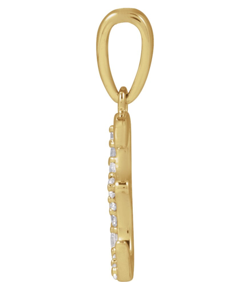 689337 Pendant Set 14K Yellow Initial E Natural Diamond Round None I1, G-H 110 Ctw Polished 110 Ctw Natural Diamond Initial Pendant
