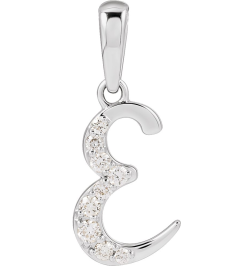 689337 Pendant Set 14K White Initial E Natural Diamond Round None I1, G-H 110 Ctw Polished 110 Ctw Natural Diamond Initial Pendant