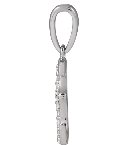 689337 Pendant Set 14K White Initial E Natural Diamond Round None I1, G-H 110 Ctw Polished 110 Ctw Natural Diamond Initial Pendant