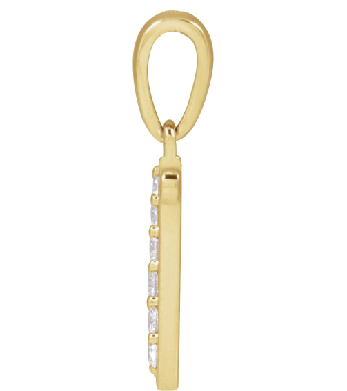 689337 Pendant Set 14K Yellow Initial N Natural Diamond Round None I1, G-H 110 Ctw Polished 110 Ctw Natural Diamond Initial Pendant