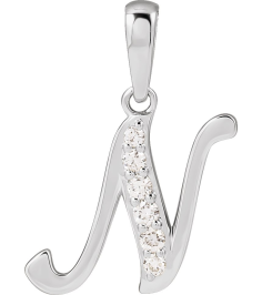 689337 Pendant Set 14K White Initial N Natural Diamond Round None I1, G-H 110 Ctw Polished 110 Ctw Natural Diamond Initial Pendant